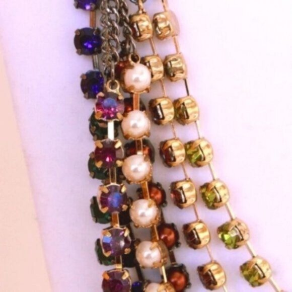 NEW Ann Taylor Loft Opera Necklace 29" Multilayer Multi Layer chains Multi Color - Picture 4 of 5